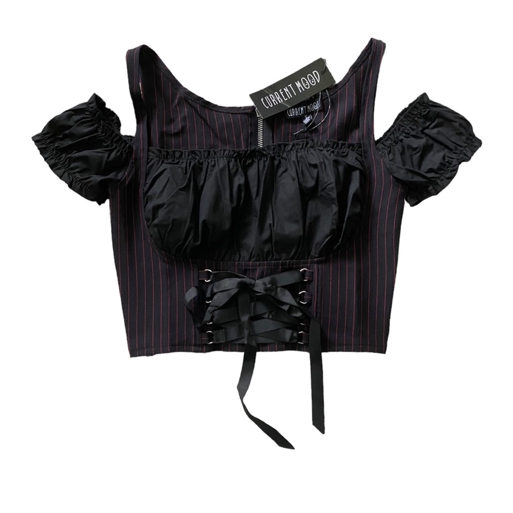 DollsKill | NWT’s cyber Y2K gothic grunge milkmaid lace up corset top - Picture 3 of 6